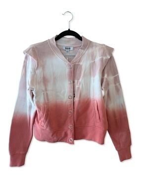 525 America Revolve Pink Ombre Button-Front French terry sweatshirt cardigan M